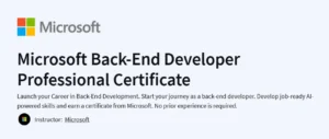 Microsoft Back-End Developer Professional Certificate