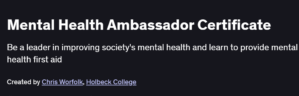 Mental Health Ambassador Certificate