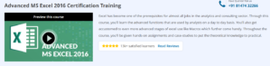 Advanced MS Excel 2016 Certification Training